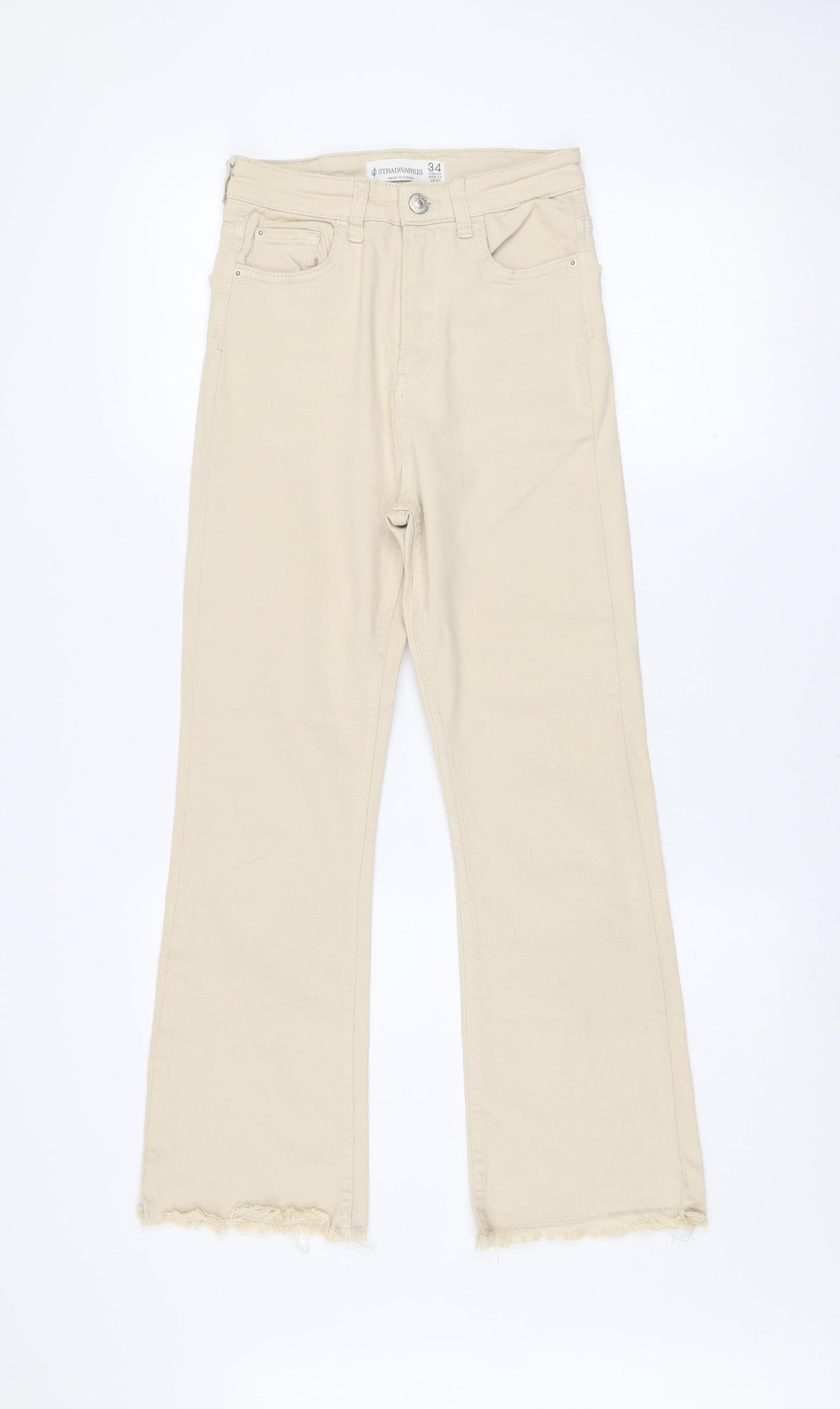 Stradivarius Women’s Beige High Rise Straight Jeans Size 6