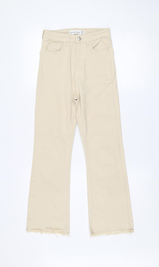 Stradivarius Women’s Beige High Rise Straight Jeans Size 6
