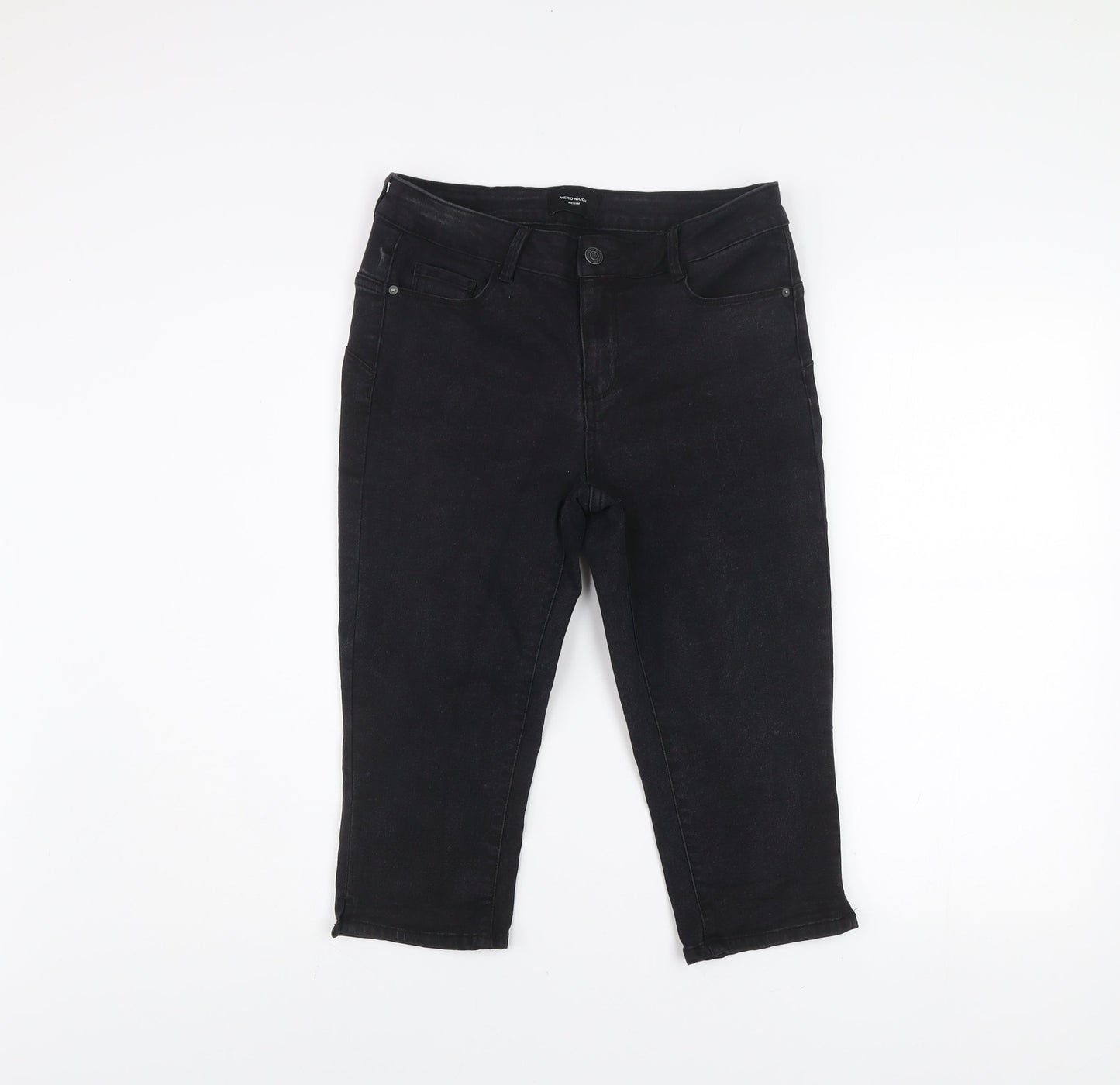 Vero Moda Women Black Cropped Slim Fit Denim Jeans Size M