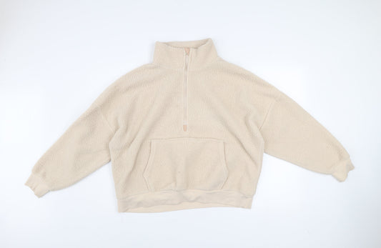 Dunnes Women Ivory 1/2 Zip Fleece Pullover Sweatshirt Size L