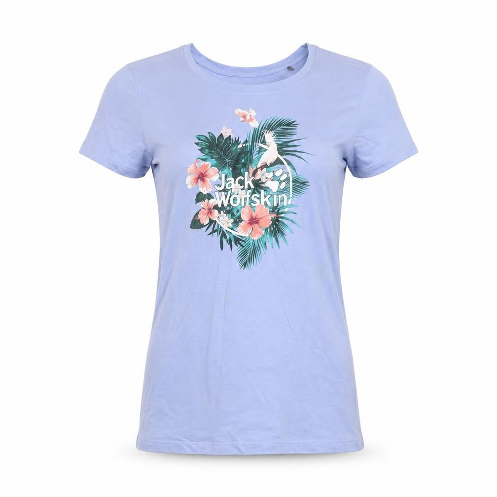 Jack Wolfskin Women's Blue Floral T-Shirt Size 12 Cotton Blend