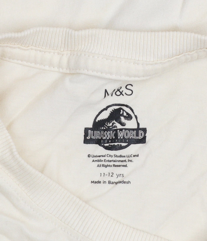 Marks and Spencer Boys Beige Jurassic World Dinosaur T-Shirt 11-12 Years