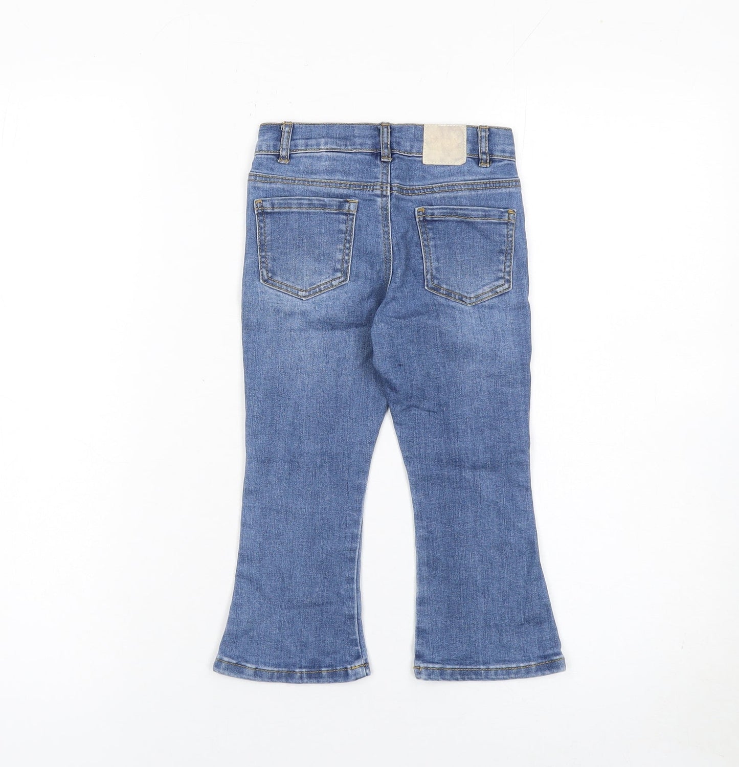 Zara Girls Blue Flared Jeans 3-4 Years Cotton Blend Denim