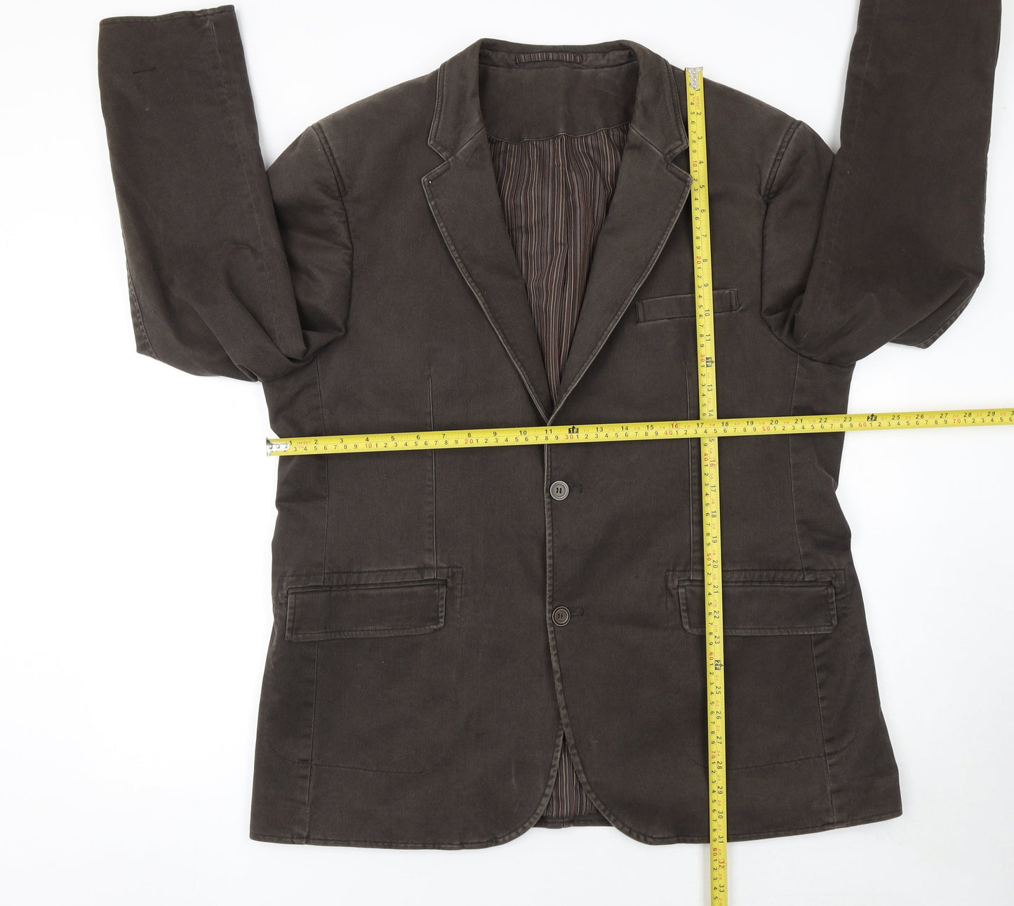 Remus Uomo Men's Brown Cotton Slim Blazer Jacket 46R