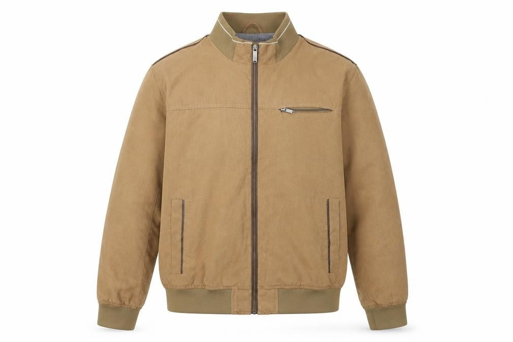 St. Bernard for Charles Stores Men's Beige Large Basic Jacket Polyester Zip Up