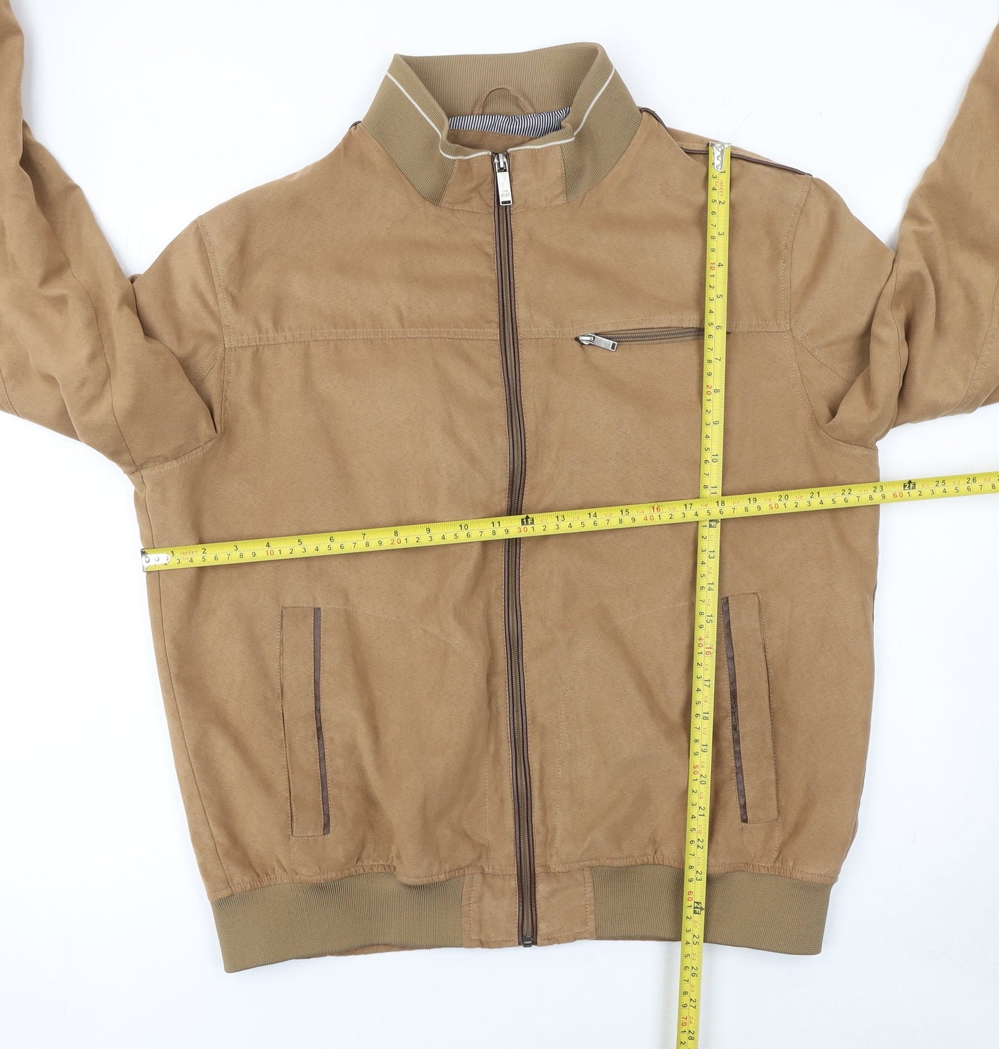 St. Bernard for Charles Stores Men's Beige Large Basic Jacket Polyester Zip Up