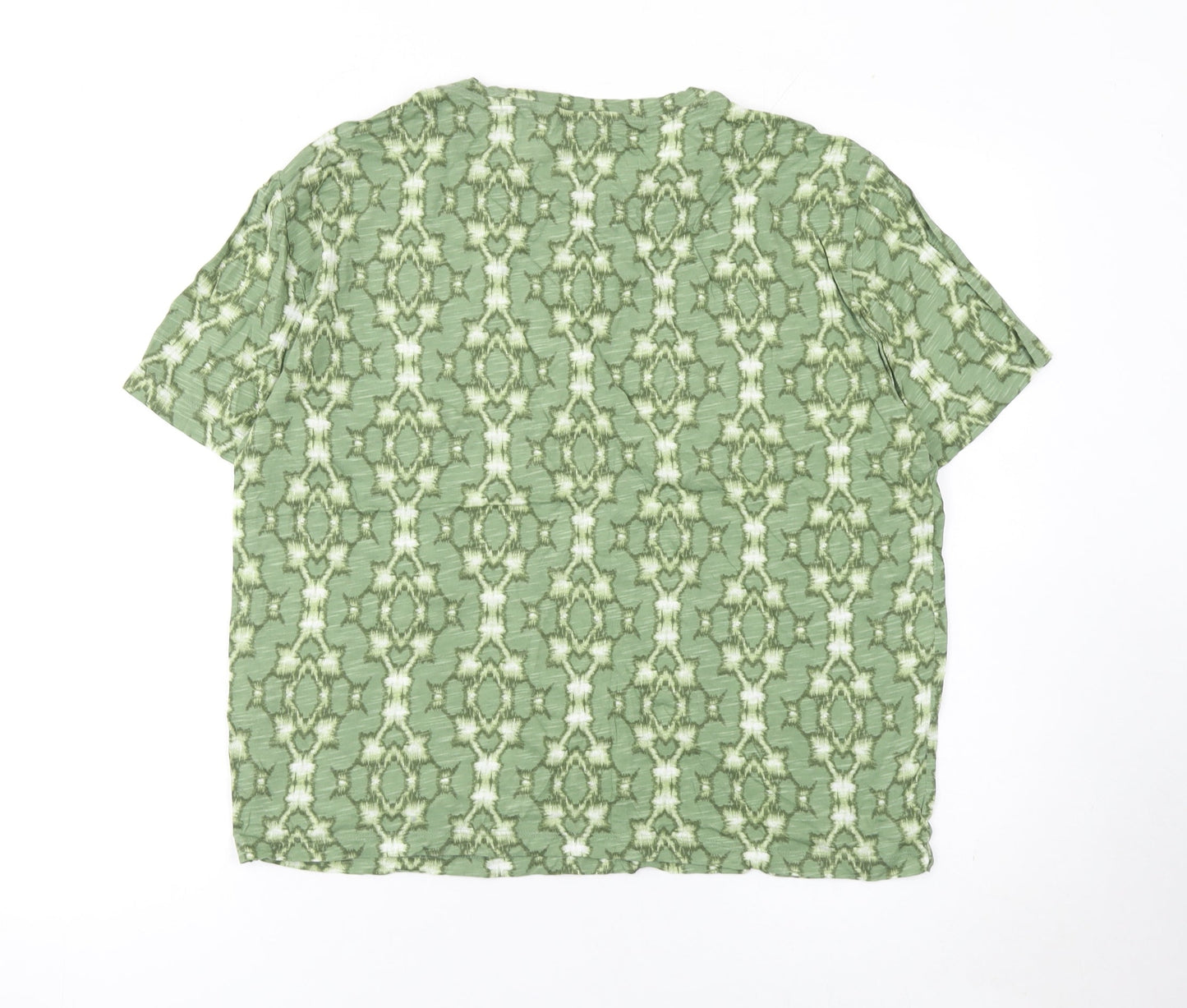 Marks and Spencer Women's Green Geometric T-Shirt Size 14