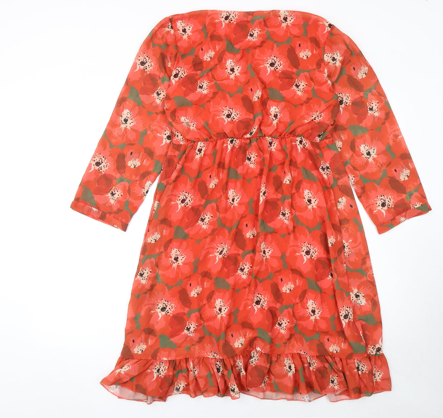 Pala D’Oro Women’s Red Floral Wrap Knee Length Dress Size L