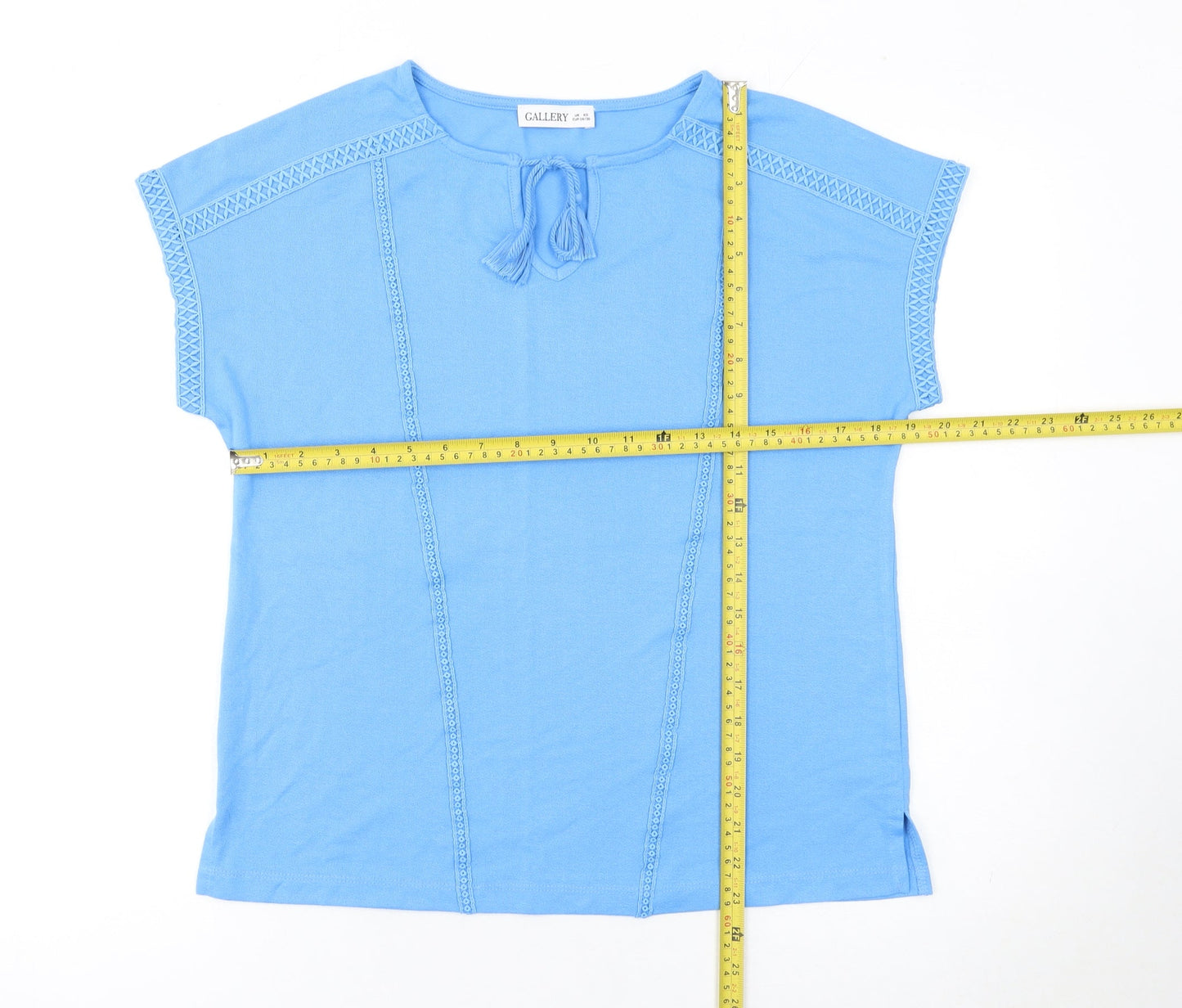 Gallery Women Blue Short Sleeve Tunic Top XS