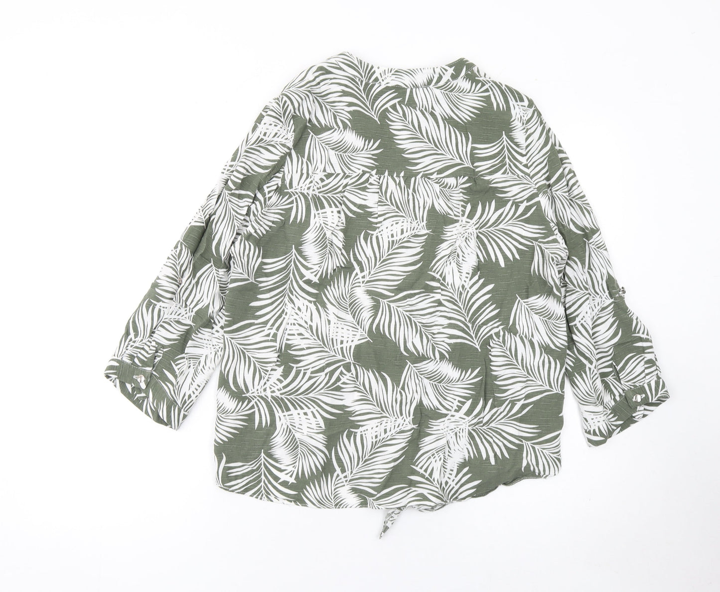 Wallis Women’s Green Tropical Leaf Viscose Kimono Blouse Size 12