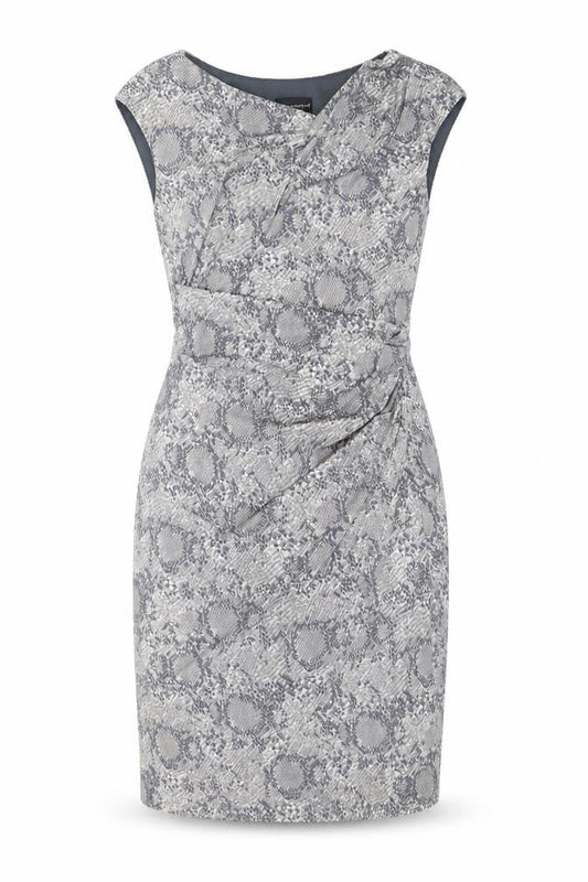 Connected Apparel Women’s Grey Animal Print Sheath Dress Size 14