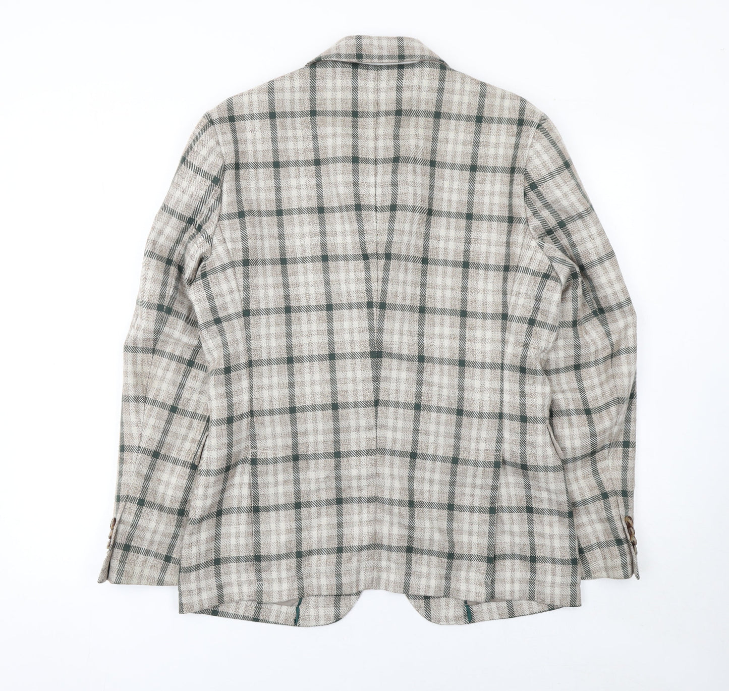 Dan John Men's Beige Check Slim Fit Blazer 46 Regular Jacket