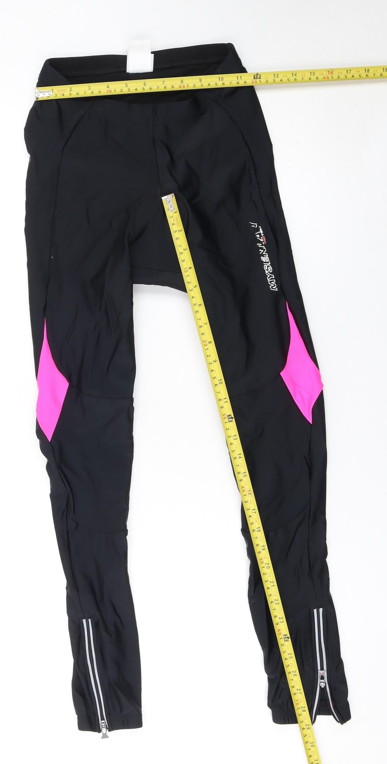 Mysenlan Girls Black XL Cycling Leggings Reflective Ankle Zip Sportswear