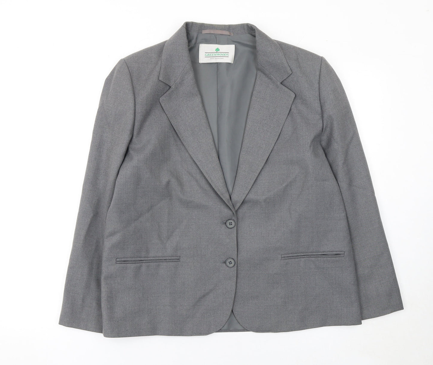 Greenwoods Women Grey Wool Blend Suit Jacket Size 16 Classic Fit