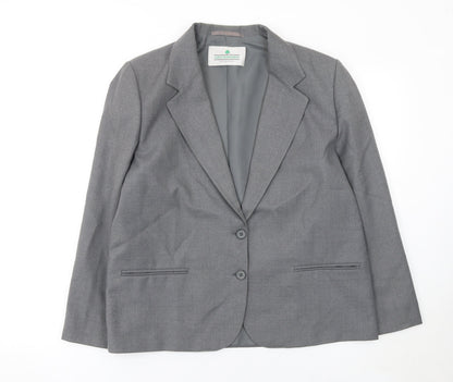 Greenwoods Women Grey Wool Blend Suit Jacket Size 16 Classic Fit