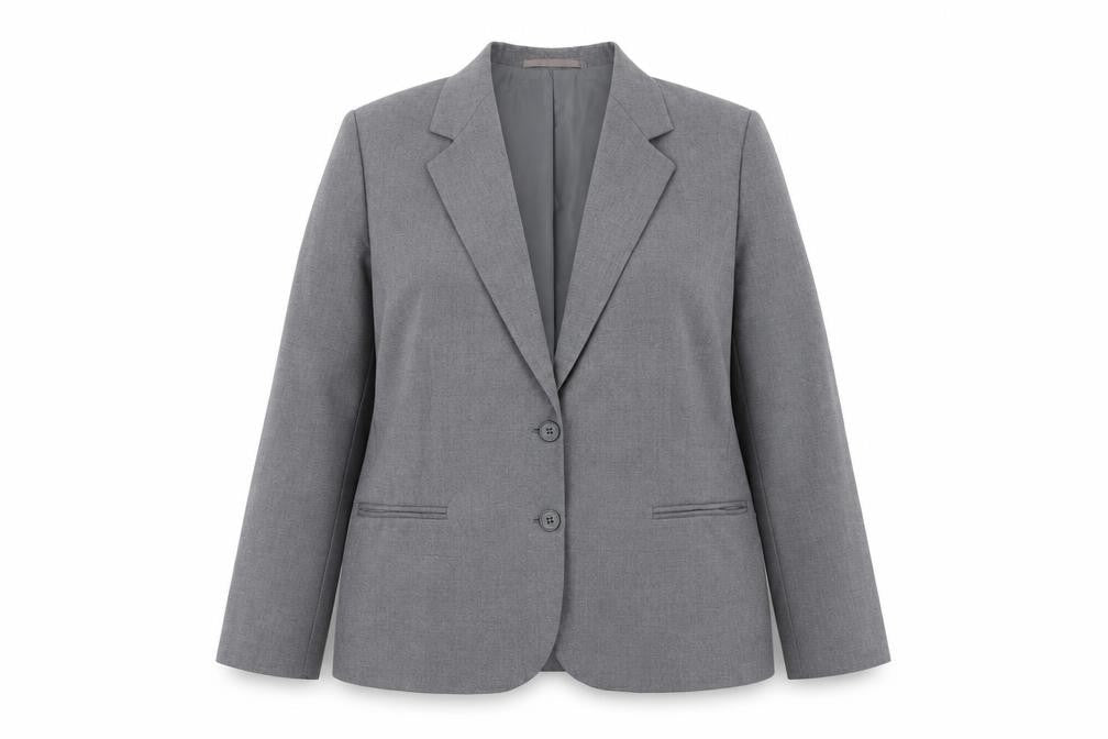 Greenwoods Women Grey Wool Blend Suit Jacket Size 16 Classic Fit
