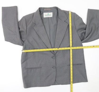 Greenwoods Women Grey Wool Blend Suit Jacket Size 16 Classic Fit