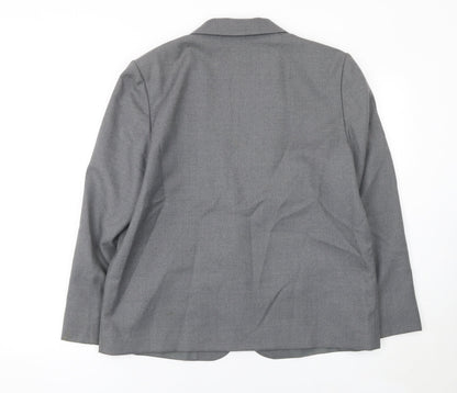 Greenwoods Women Grey Wool Blend Suit Jacket Size 16 Classic Fit