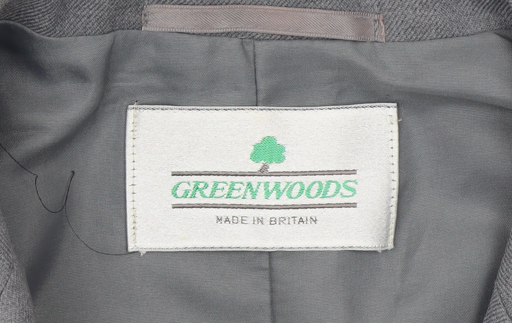 Greenwoods Women Grey Wool Blend Suit Jacket Size 16 Classic Fit