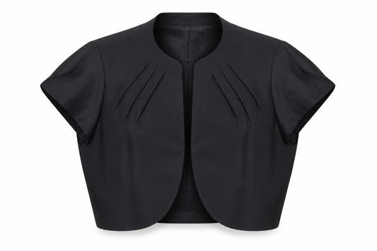 CC Women Black Size 14 Cropped Shawl Collar Tuxedo Jacket