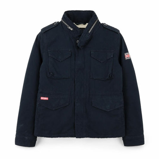 Superdry Women’s Blue Cotton Military Jacket Size S Lined Zip Pockets