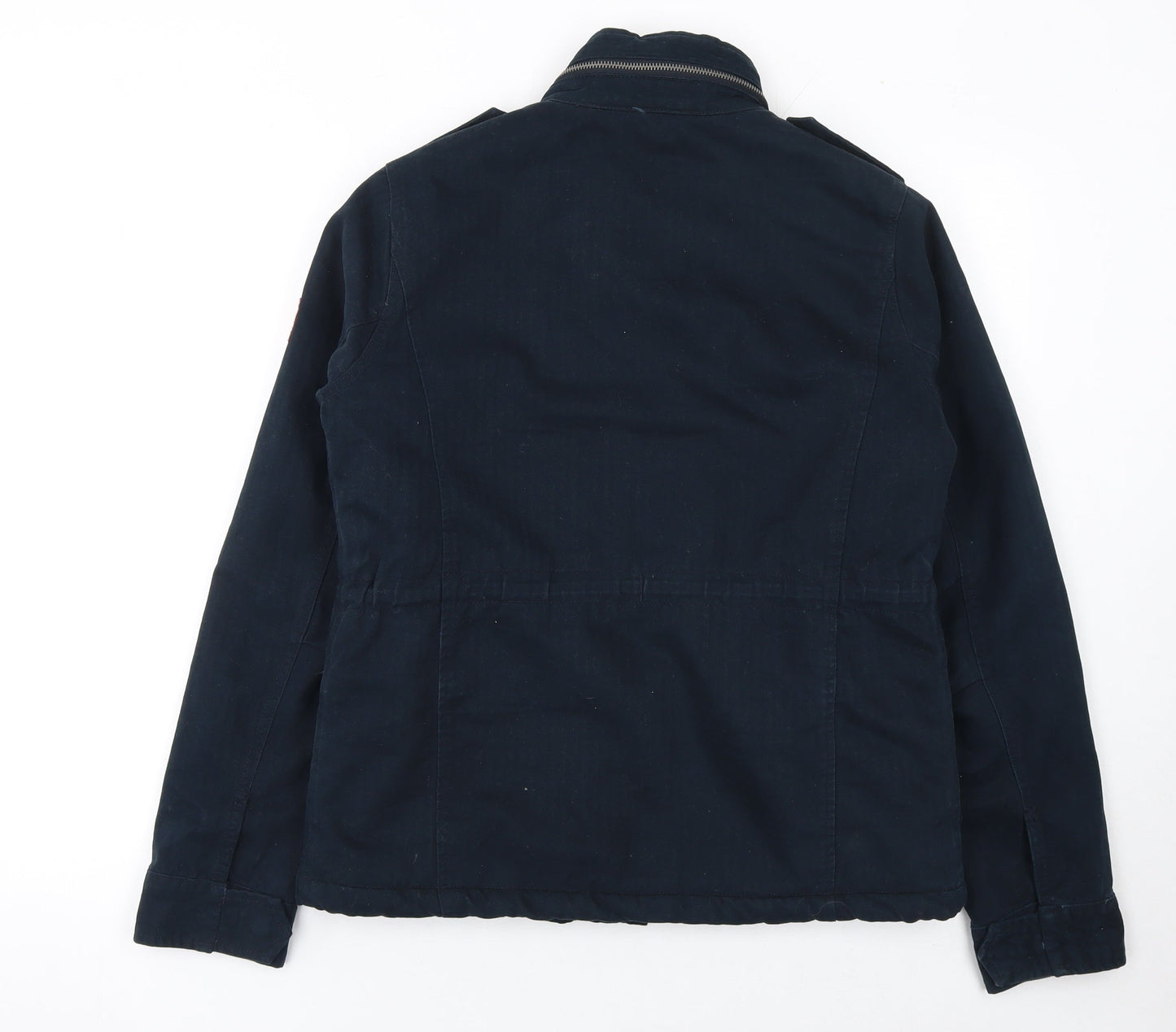 Superdry Women’s Blue Cotton Military Jacket Size S Lined Zip Pockets