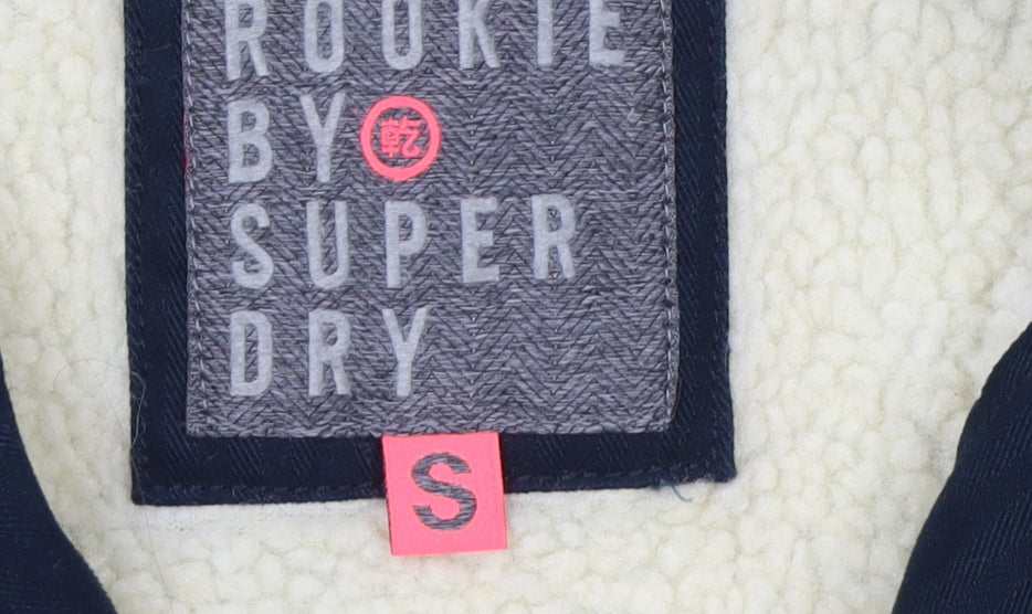 Superdry Women’s Blue Cotton Military Jacket Size S Lined Zip Pockets