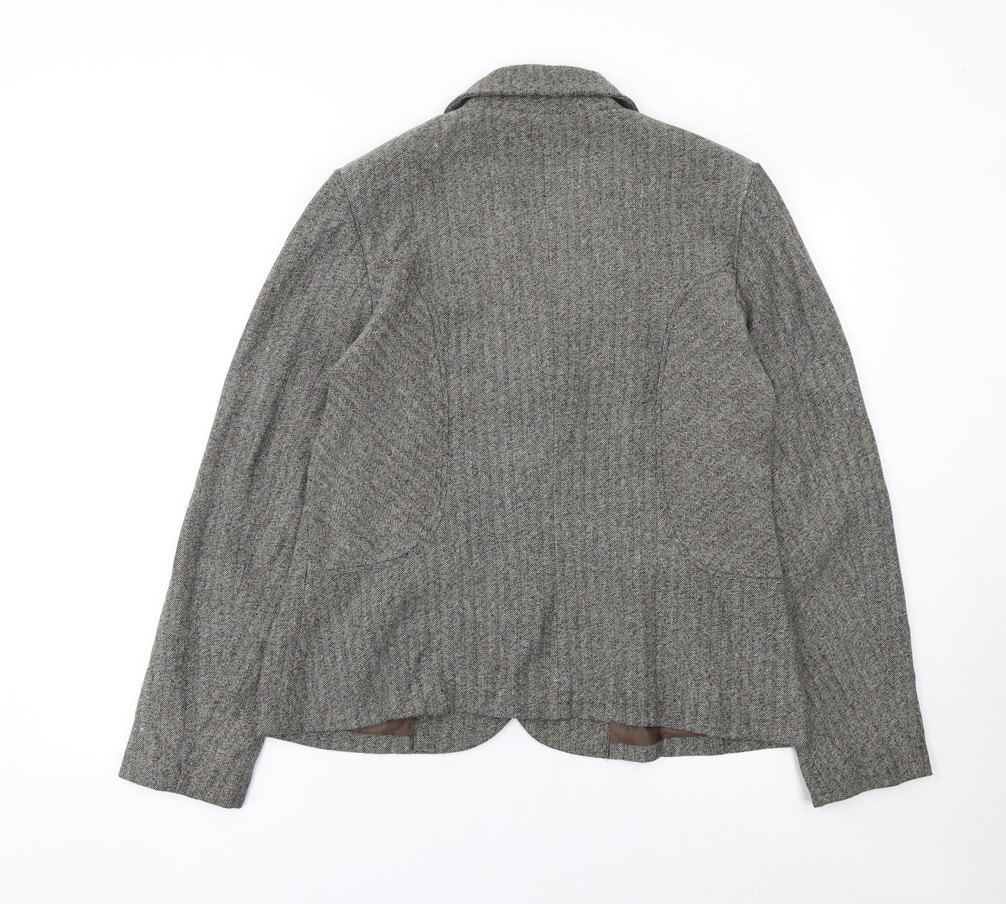 Olsen Womens Grey Tweed Classic Single-Breasted Blazer Size 14