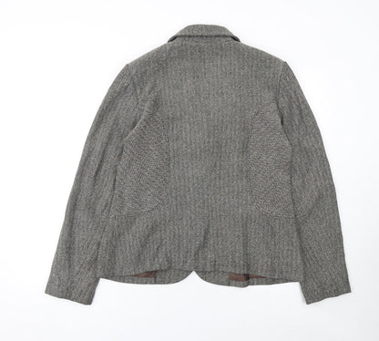 Olsen Womens Grey Tweed Classic Single-Breasted Blazer Size 14