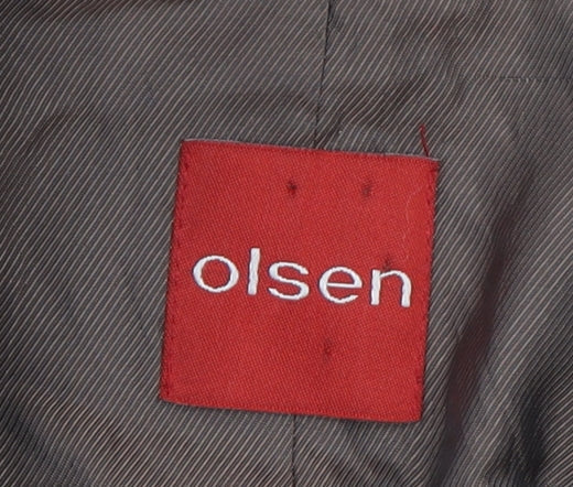 Olsen Womens Grey Tweed Classic Single-Breasted Blazer Size 14