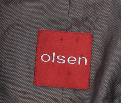 Olsen Womens Grey Tweed Classic Single-Breasted Blazer Size 14