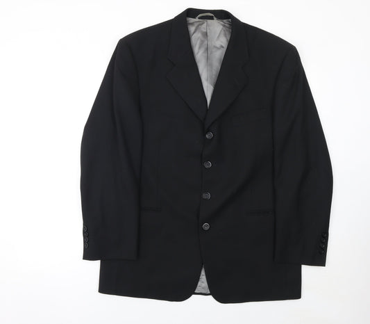 Tom English Studio Men's Black 40 Regular Wool Blend Suit Jacket
