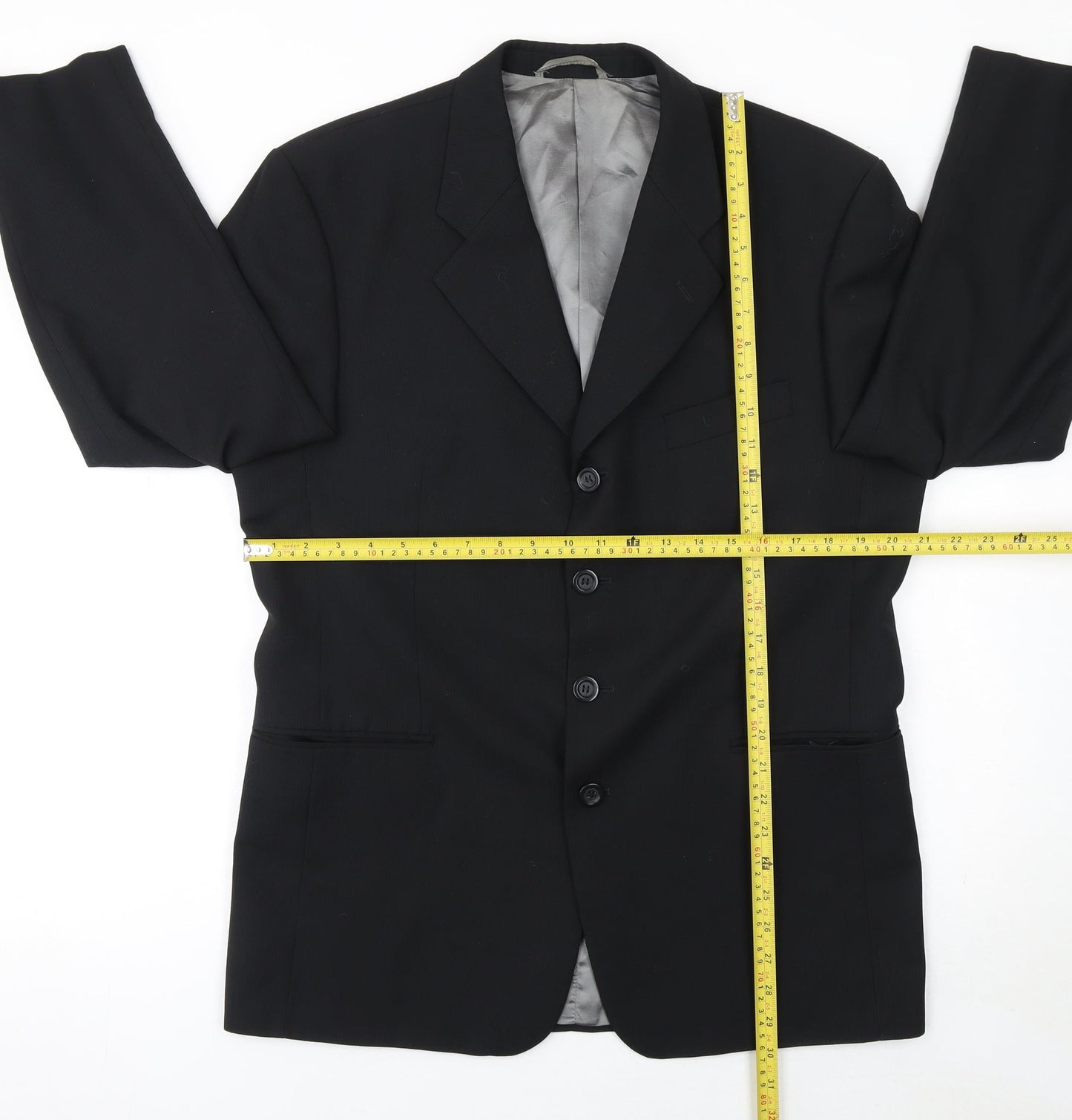 Tom English Studio Men's Black 40 Regular Wool Blend Suit Jacket