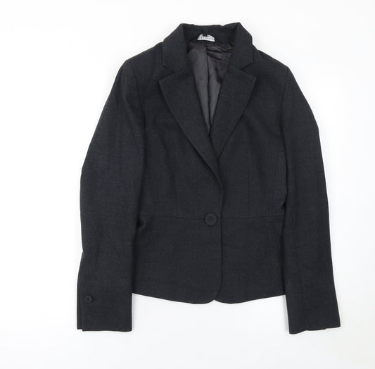 Laura Ashley Women Black Wool Blend Single-Breasted Blazer Jacket Size S