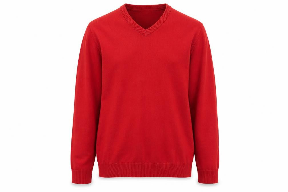 Cotton Traders Men's Red V-Neck Pullover Jumper Size M