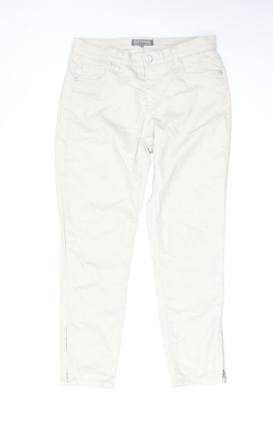 Geisha Women's Beige Straight Jeans M Regular Mid Rise