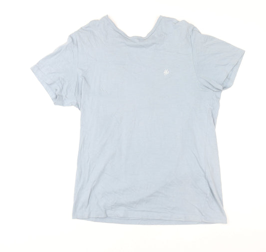 Jack & Jones Men Blue M Basic Cotton Short Sleeve T-Shirt