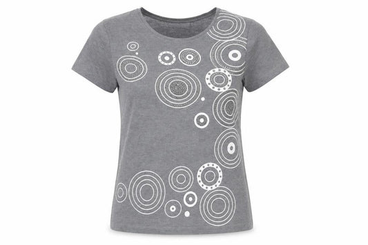Just Elegance Women's Grey Geometric Short Sleeve Cotton T-Shirt Size S