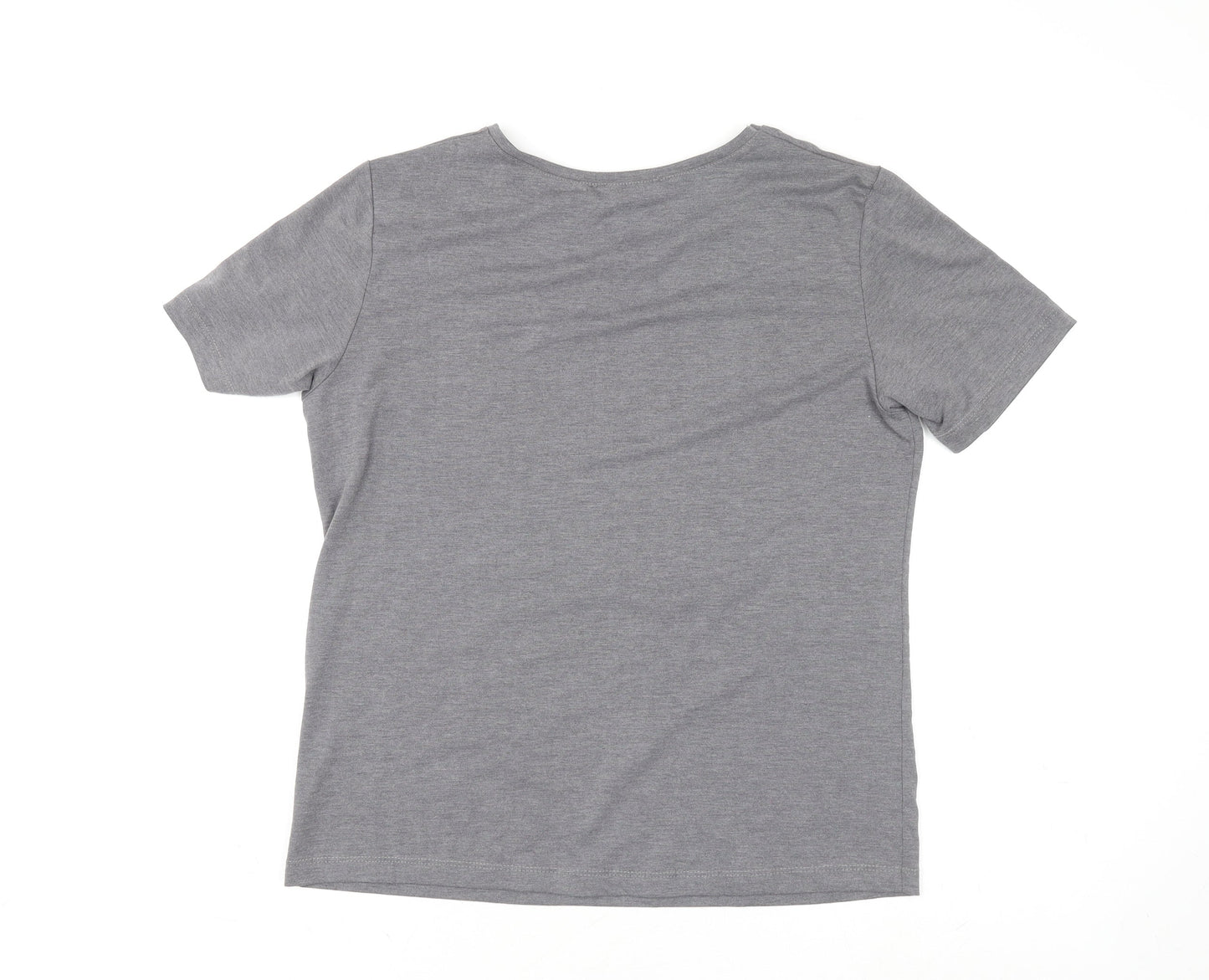 Just Elegance Women's Grey Geometric Short Sleeve Cotton T-Shirt Size S