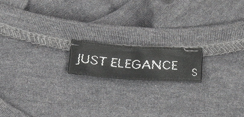 Just Elegance Women's Grey Geometric Short Sleeve Cotton T-Shirt Size S