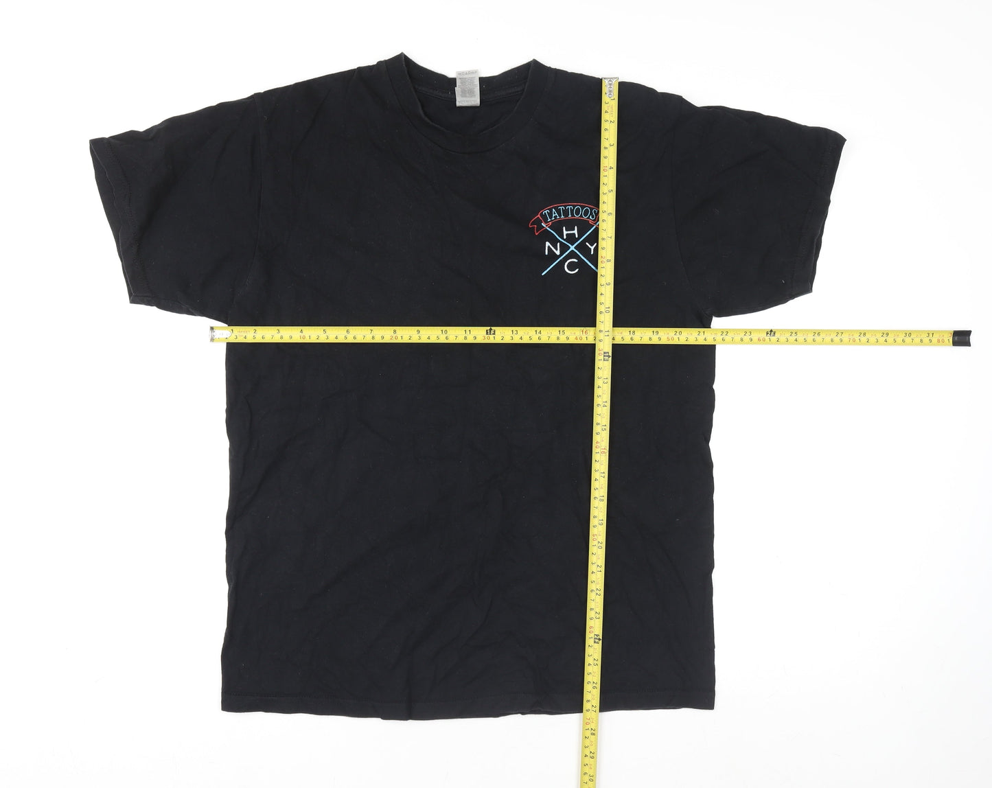 Gildan Hammer Black Mens L Tattoo Graphic Short Sleeve T-Shirt