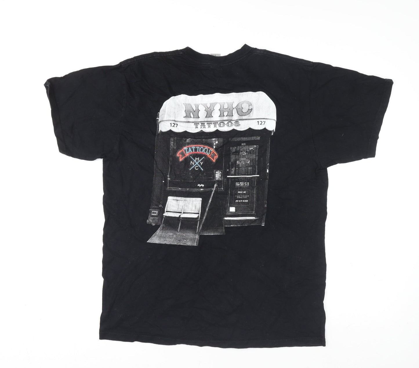 Gildan Hammer Black Mens L Tattoo Graphic Short Sleeve T-Shirt