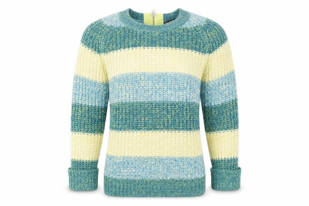 Atmosphere Women's Green Blue Striped Knit Pullover Sweater Size 8