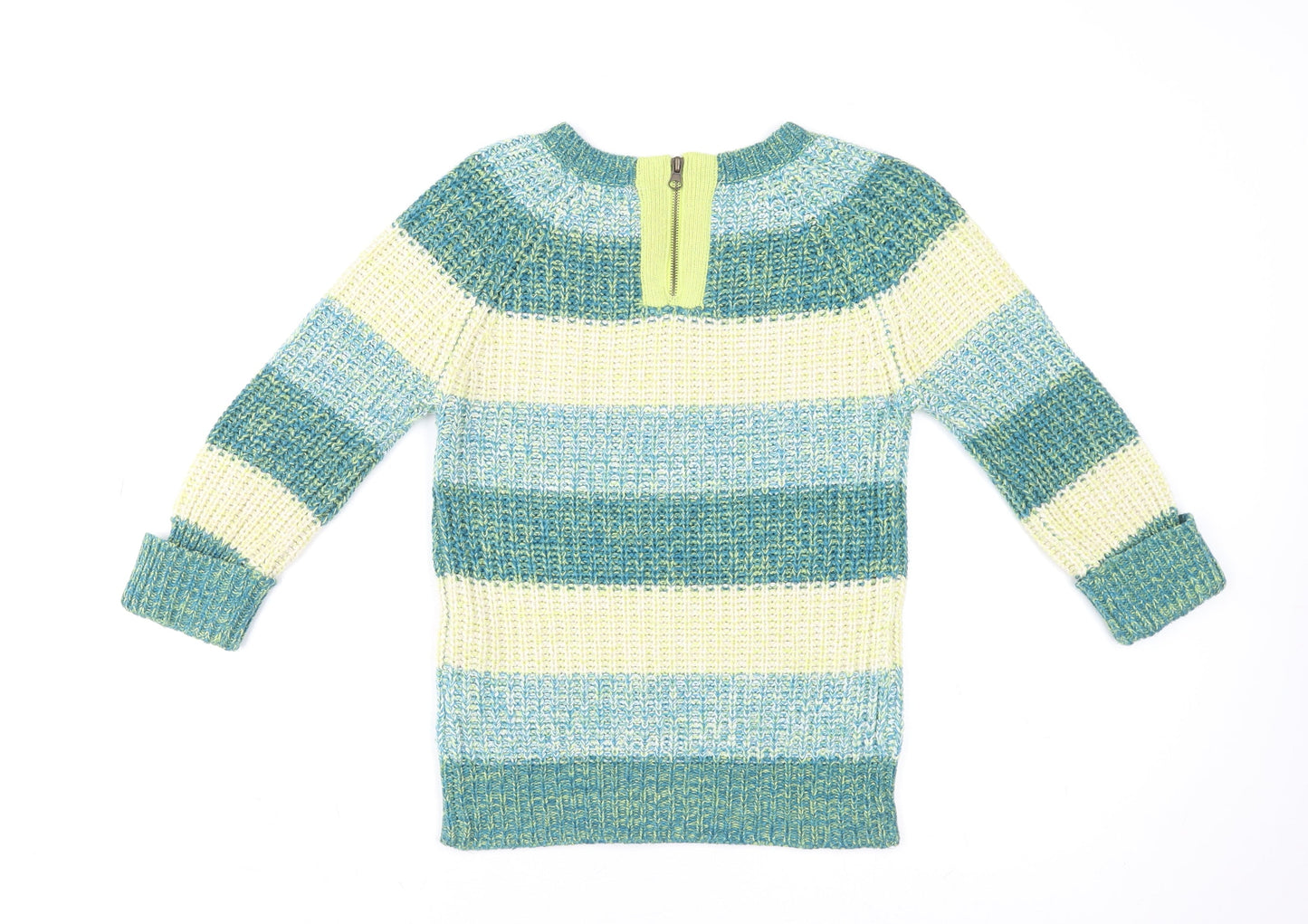 Atmosphere Women's Green Blue Striped Knit Pullover Sweater Size 8