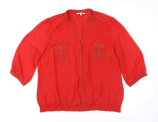 Debenhams Women’s Red 3/4 Sleeve Button Blouse Size 22