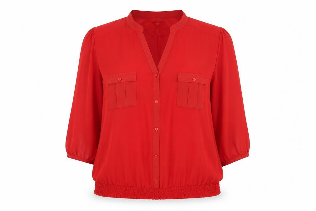 Debenhams Women’s Red 3/4 Sleeve Button Blouse Size 22