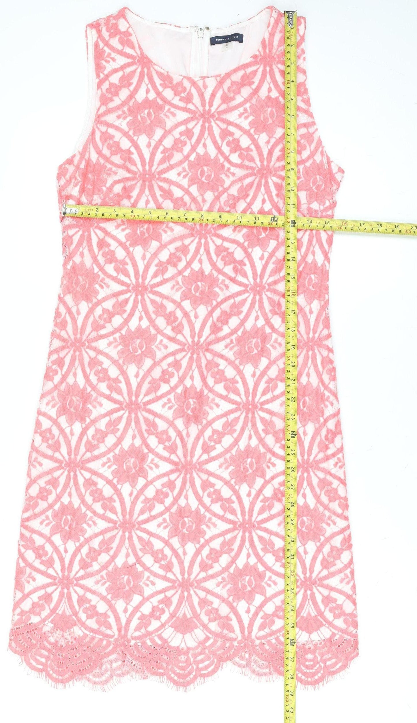 Tommy Hilfiger Women Pink Floral Lace Sheath Dress Size 10