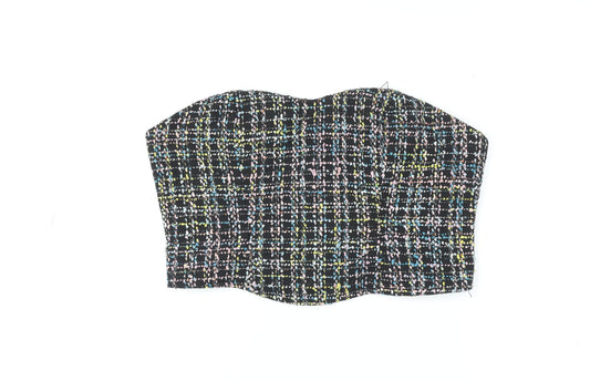 Oasis Womens Multicoloured Tweed Strapless Cropped Top Size 14