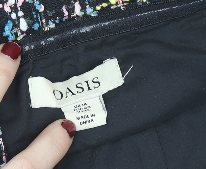 Oasis Womens Multicoloured Tweed Strapless Cropped Top Size 14