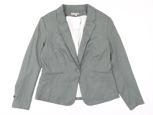 H&M Women’s Green Tailored Single-Breasted Blazer UK 16
